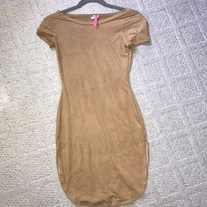 Tan dolphin hem dress!